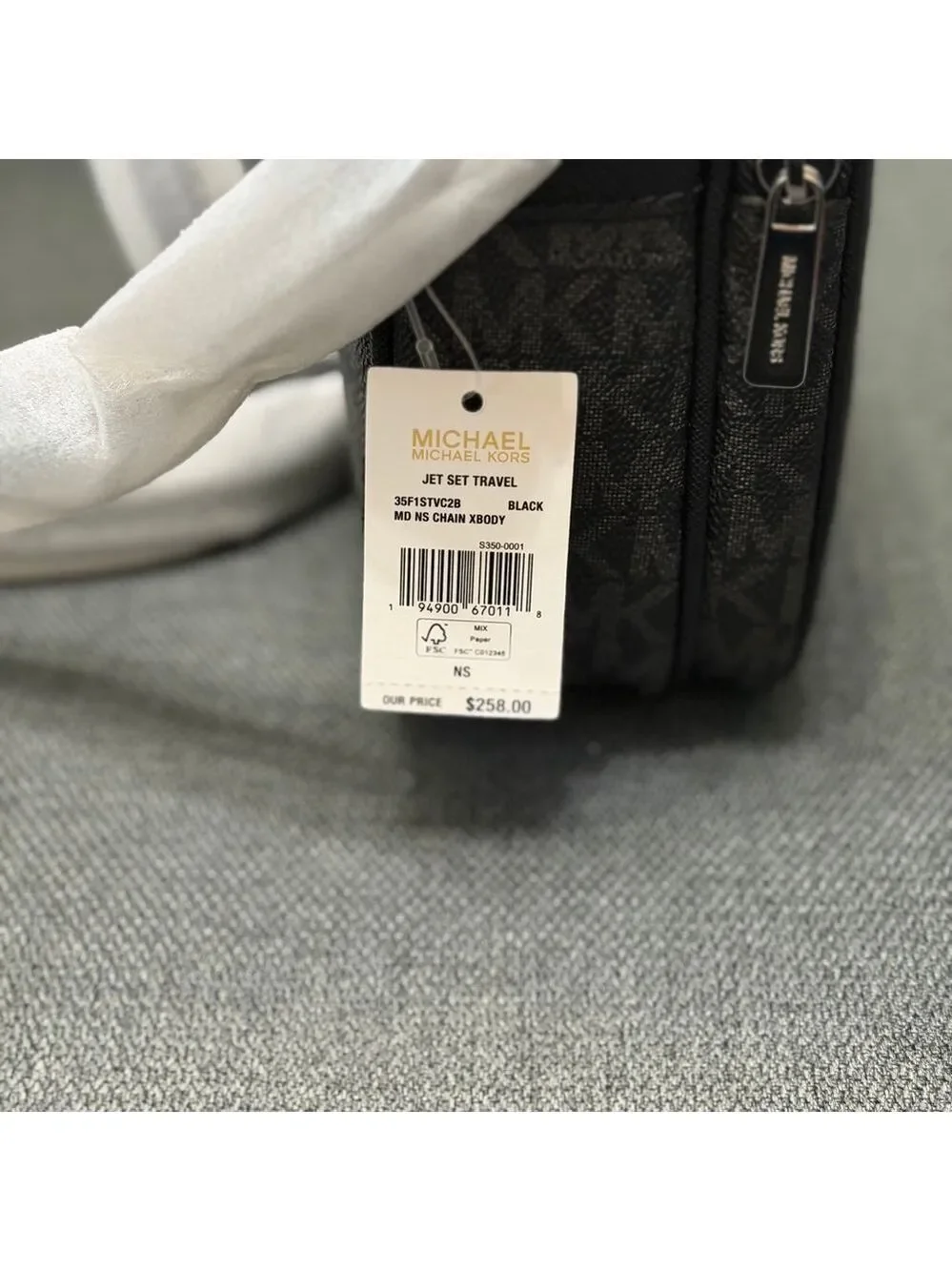 Michael Kors Black Monogram Jet Set Crossbody Bag